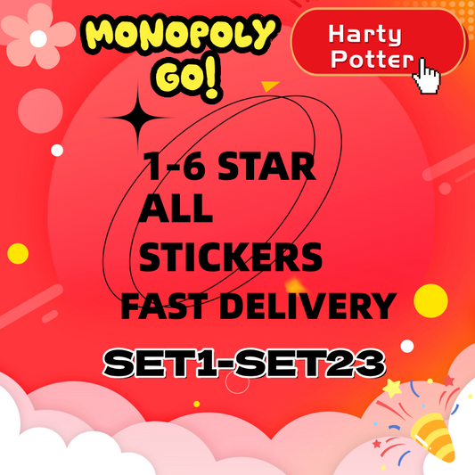Monopoly Go Stickers,1 star、2 star、3 star and 4 star,Set 1 - Set 11 all Sticker